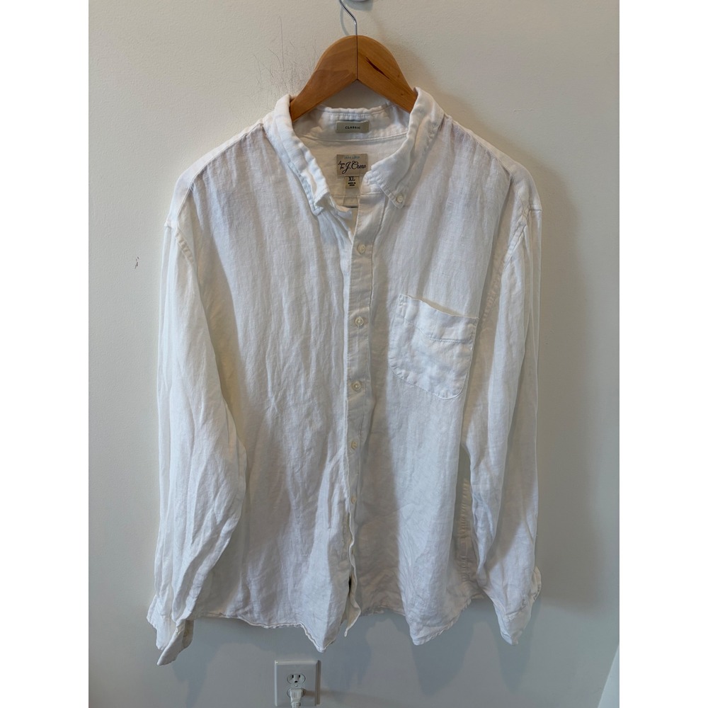 J.Crew Baird McNutt Irish Linen Shirt Mens XL Classic Fit White Long Sleeve
